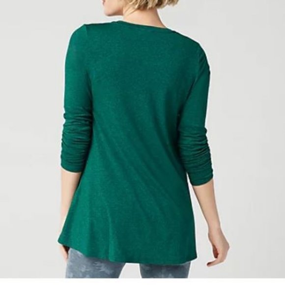 LOGO Jaspe Knit Top with Pleated Front & Pockets - Picture 2 of 2